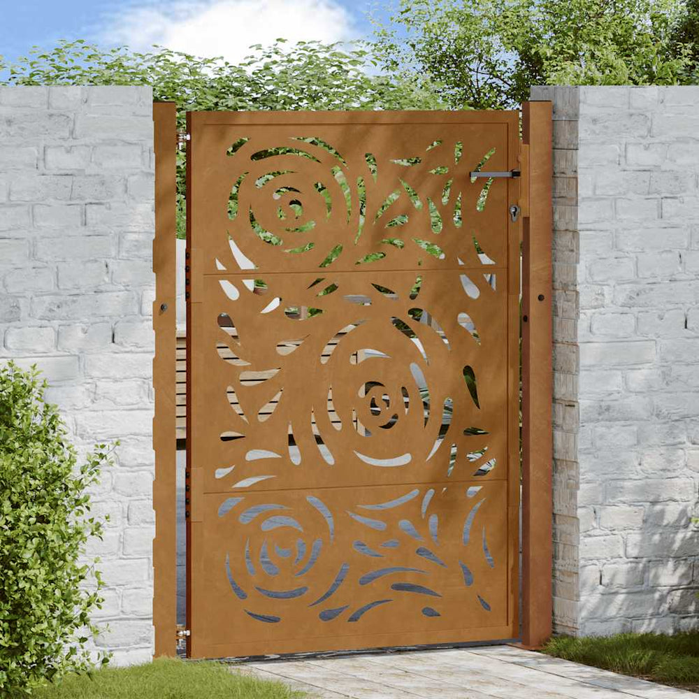 vidaXL Garden Gate 100x125 cm Weathering Steel Flame Design