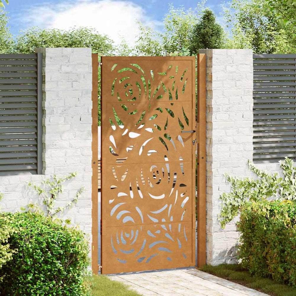Gartentor 100x200 cm Verwitterungsstahl Flammendesign