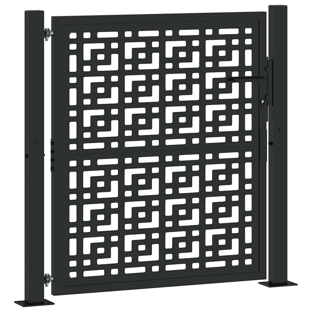 Schwarzes Gartentor 100x100 cm Stahl Kreuz Design