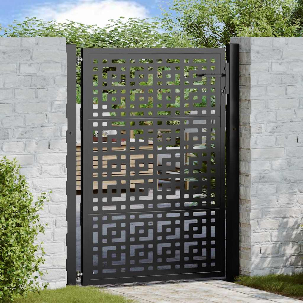 Gartentor Schwarz 100x125 cm Stahl Kreuz-Design