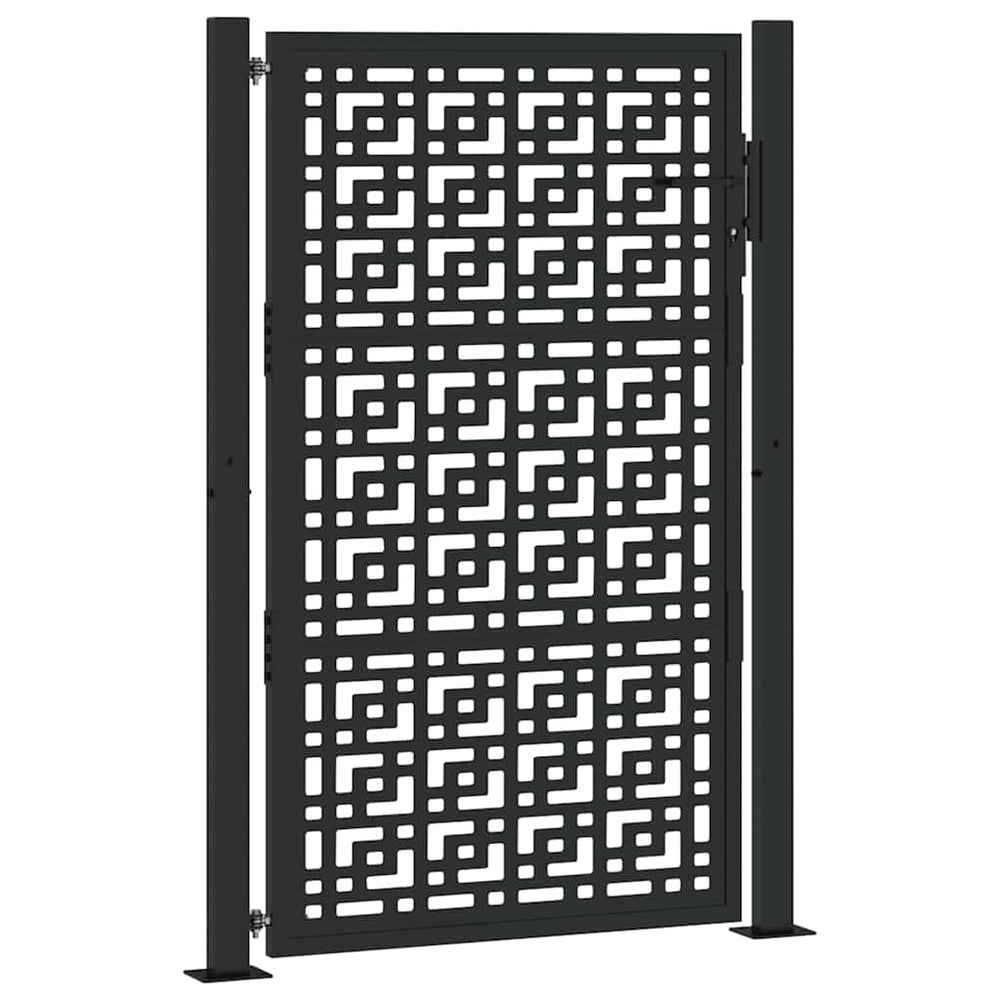 Schwarzes Gartentor 100x150 cm Stahl Kreuz-Design
