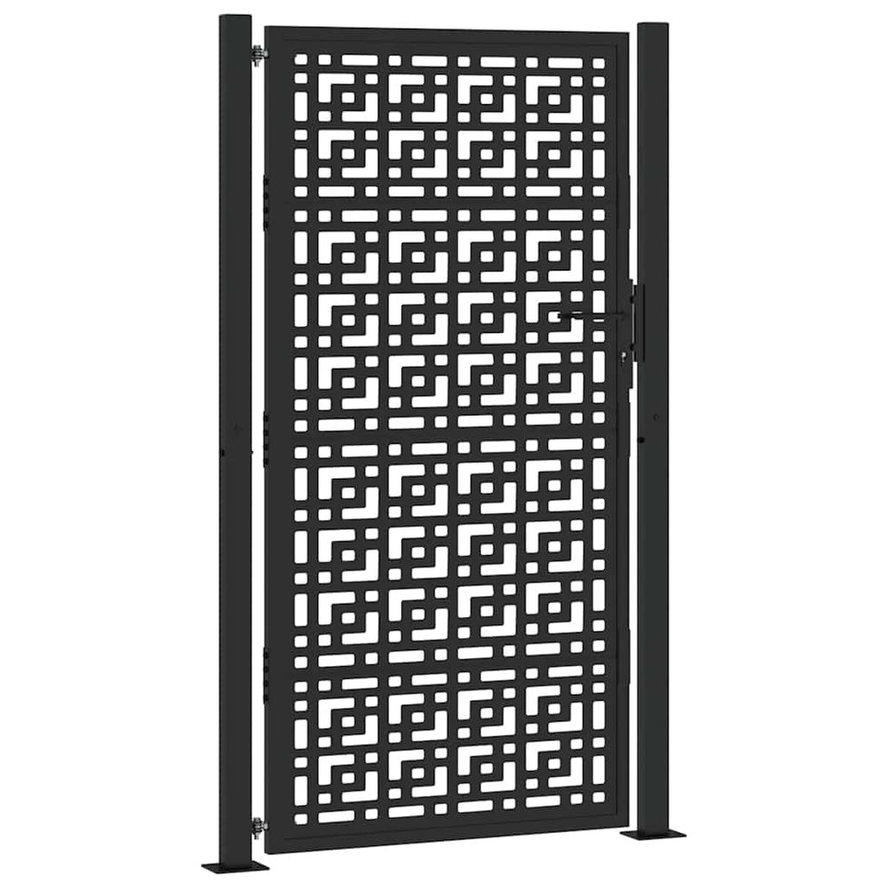 Schwarzes Gartentor 100x175 cm Stahl Kreuz-Design