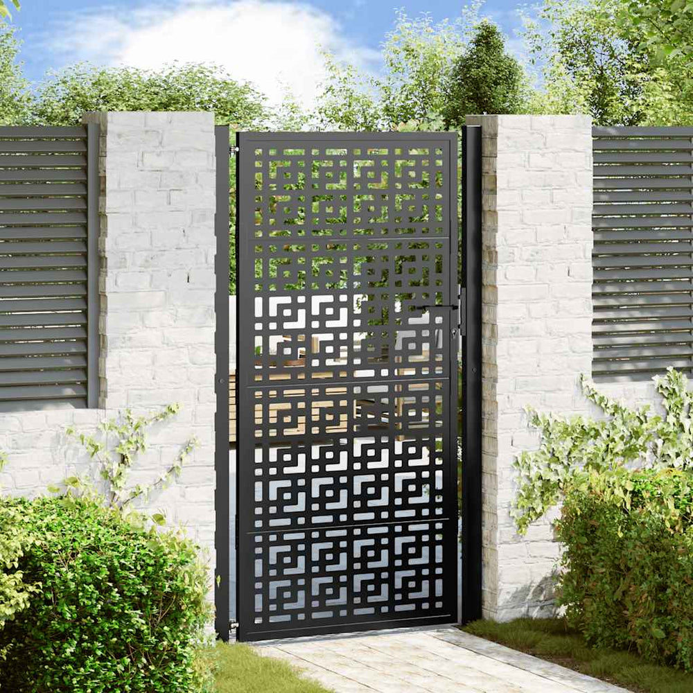 Schwarzes Gartentor 100x175 cm Stahl Kreuz-Design