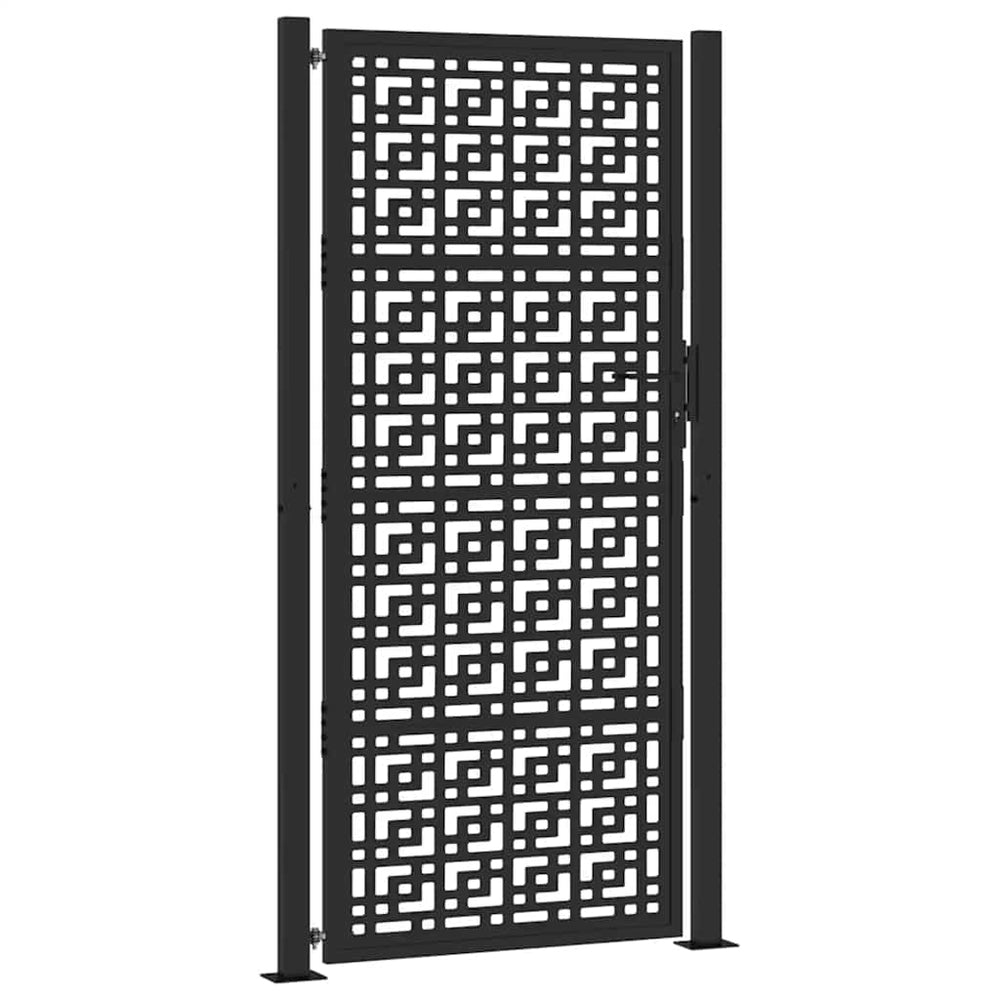 Schwarzes Gartentor 100x200 cm Stahl Kreuz-Design