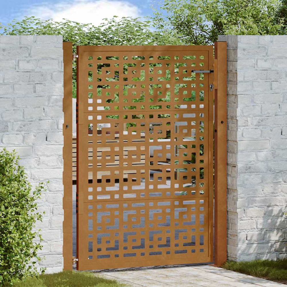 Gartentor 100x125 cm Verwitterungsstahl Kreuzdesign