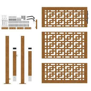Gartentor 100x150cm Verwitterungsstahl Kreuzdesign
