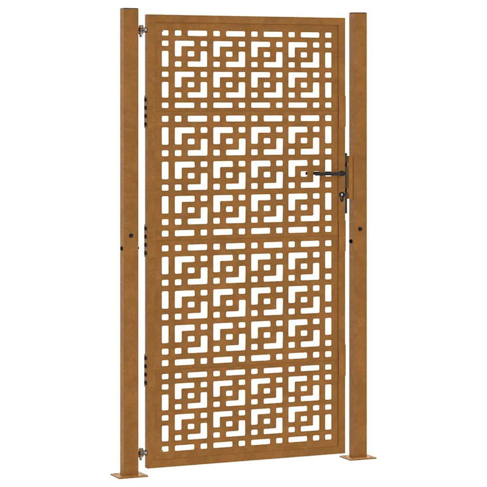 Gartentor 100x200 cm, Verwitterungsstahl, Kreuzdesign
