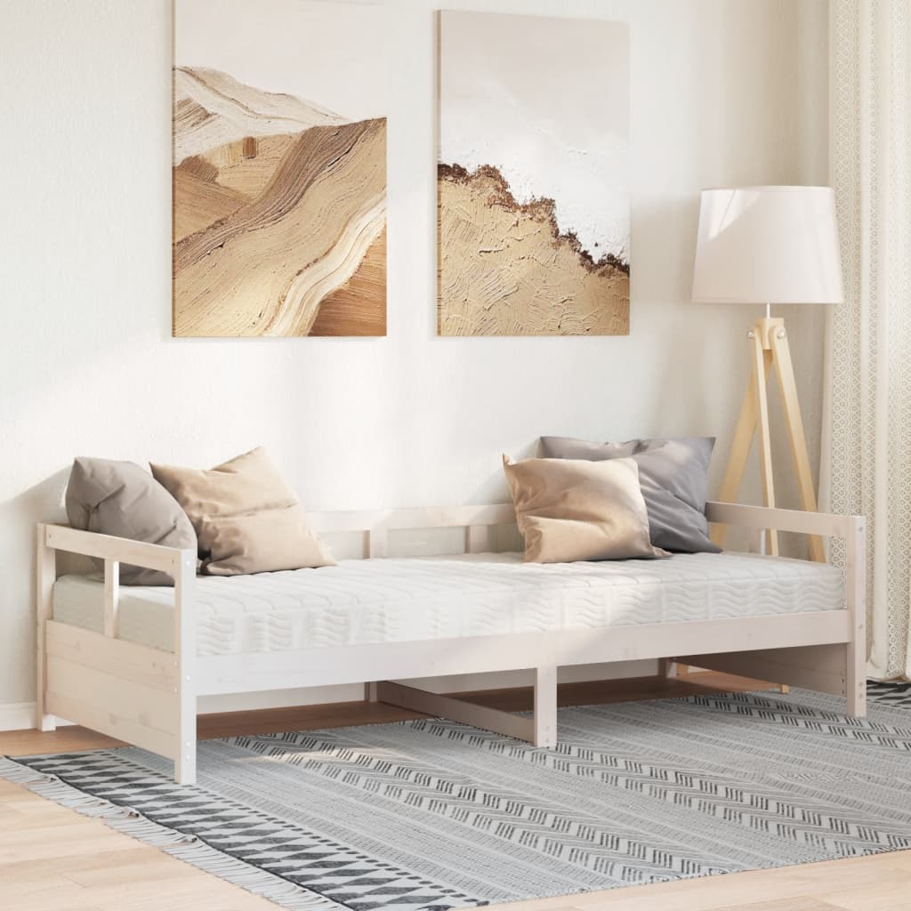 vidaXL Day Bed with Mattress White 80x200 cm Solid Pine Wood