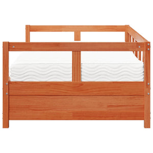 vidaXL Day Bed with Mattress Waxed Brown 80x200 cm Solid Pine Wood