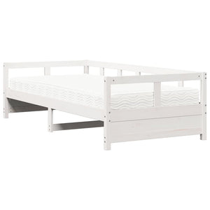 vidaXL Day Bed with Mattress White 90x200 cm Solid Pine Wood