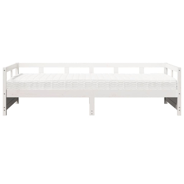 vidaXL Day Bed with Mattress White 90x200 cm Solid Pine Wood