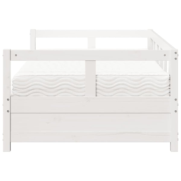 vidaXL Day Bed with Mattress White 90x200 cm Solid Pine Wood
