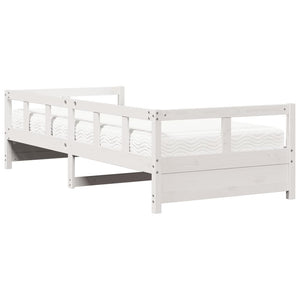 vidaXL Day Bed with Mattress White 90x200 cm Solid Pine Wood