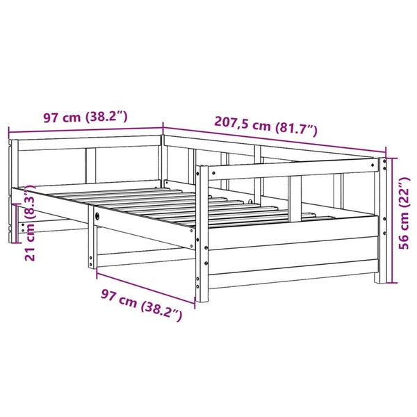 vidaXL Day Bed with Mattress White 90x200 cm Solid Pine Wood