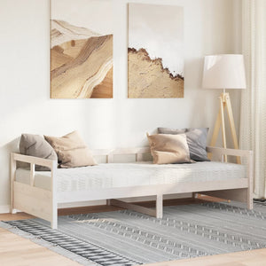 vidaXL Day Bed with Mattress White 90x200 cm Solid Pine Wood
