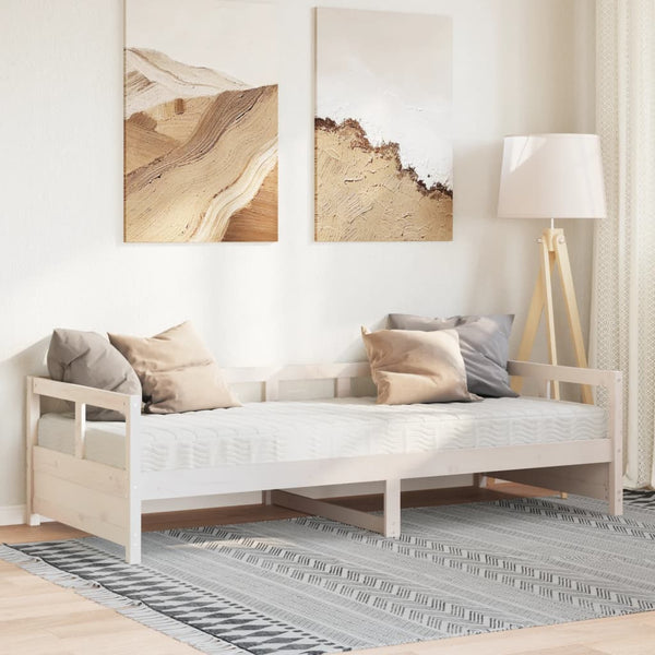 vidaXL Day Bed with Mattress White 90x200 cm Solid Pine Wood
