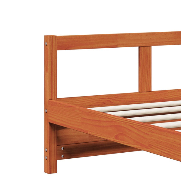 vidaXL Day Bed with Mattress Waxed Brown 90x200 cm Solid Pine Wood