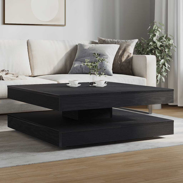 vidaXL Coffee Table 360-Degree Rotatable Black Oak Look 90x90x34.5 cm