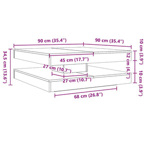 vidaXL Coffee Table 360-Degree Rotatable Black Oak Look 90x90x34.5 cm