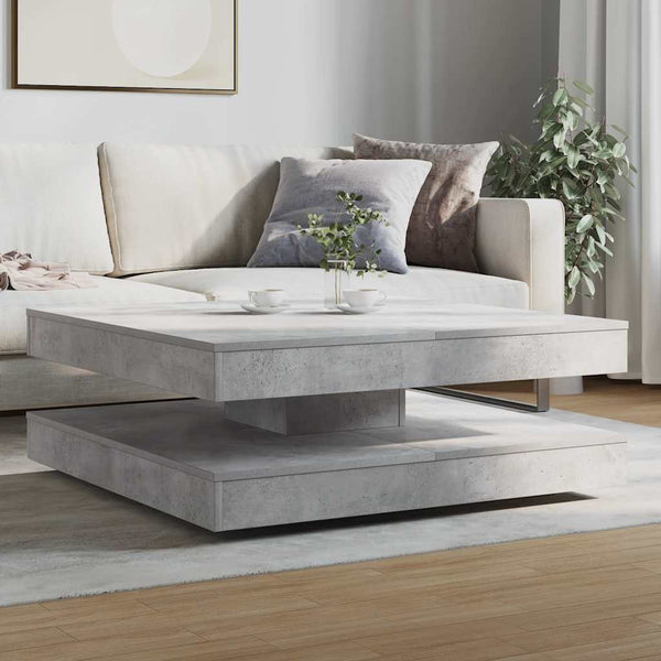 vidaXL Coffee Table 360-Degree Rotating Concrete Gray 90x90x34.5 cm
