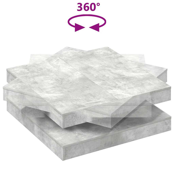 vidaXL Coffee Table 360-Degree Rotating Concrete Gray 90x90x34.5 cm