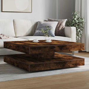 vidaXL Coffee Table 360-Degree Rotatable Smoked Oak 90x90x34.5 cm