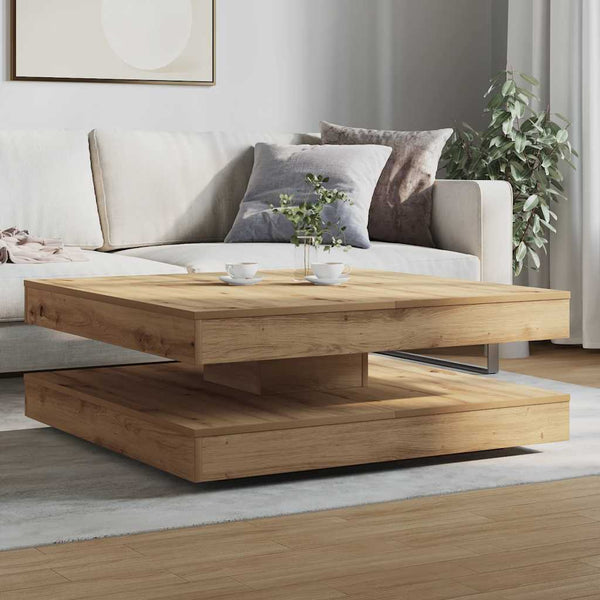 vidaXL Coffee Table 360-Degree Rotating Artisan Oak 90x90x34.5 cm