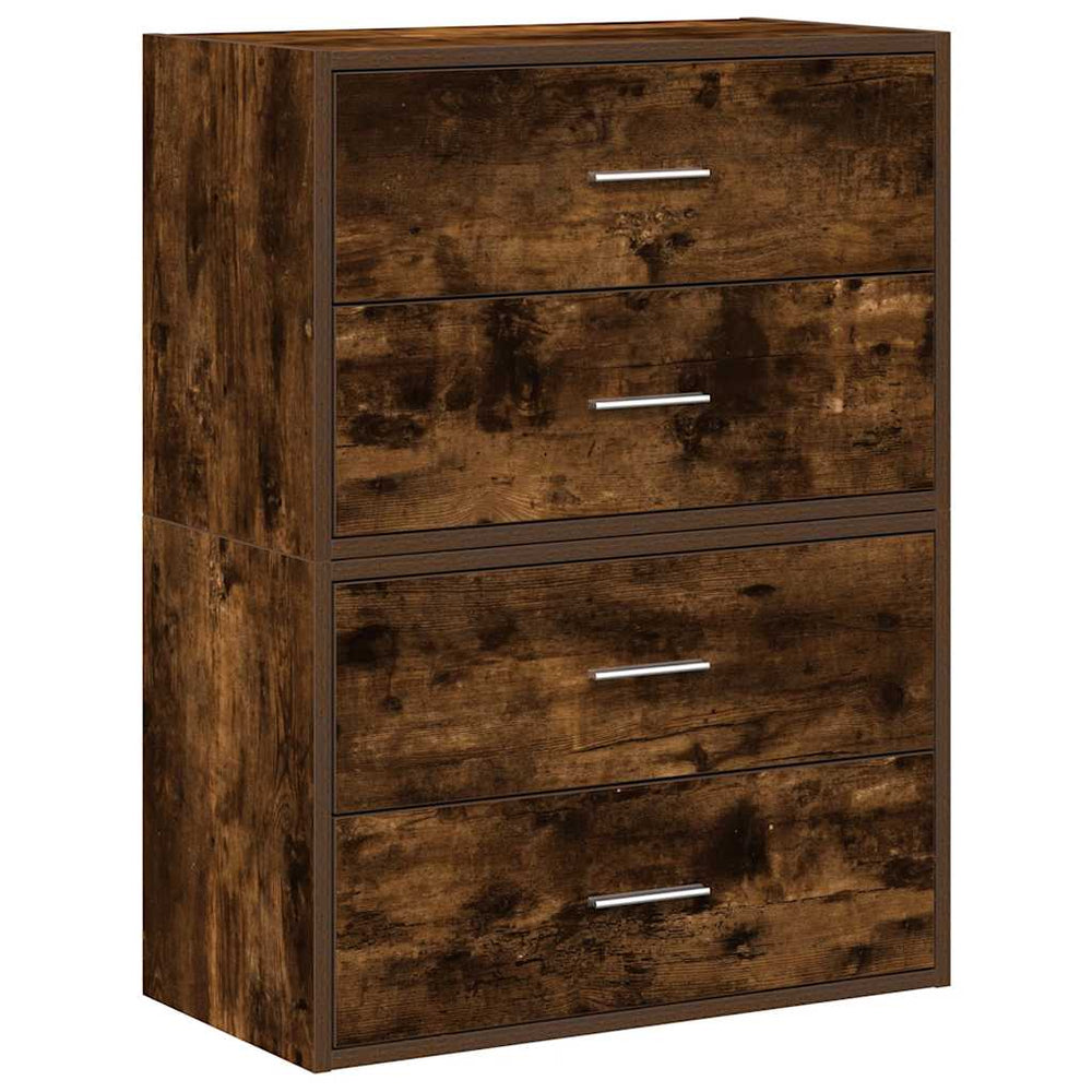 vidaXL 2-Drawer Cabinets 2 pcs. Smoked Oak 60x31x40 cm