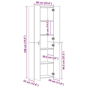 vidaXL Highboard Reclaimed Wood Look 60x32x190 cm Engineered Wood