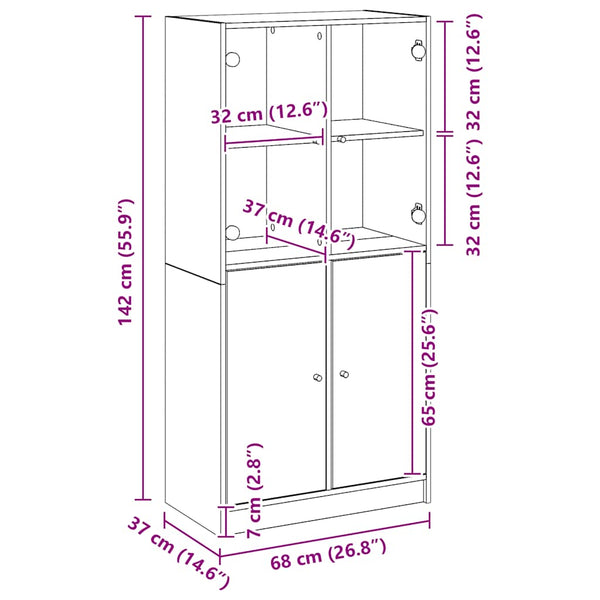 vidaXL Highboard with Doors Artisan Oak 68x37x142 cm Engineered Wood