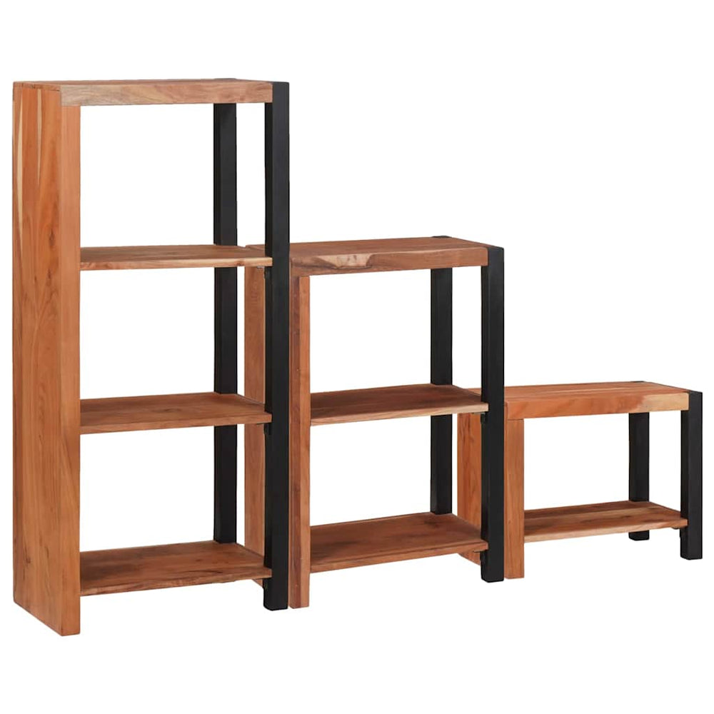 Bücherregal 3er Set Akazie Massivholz Braun
