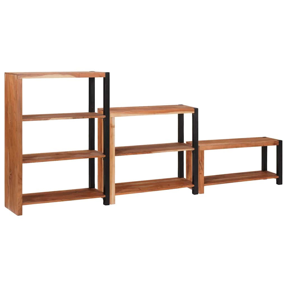 Bücherregal 3er Set Akazie Massivholz Braun