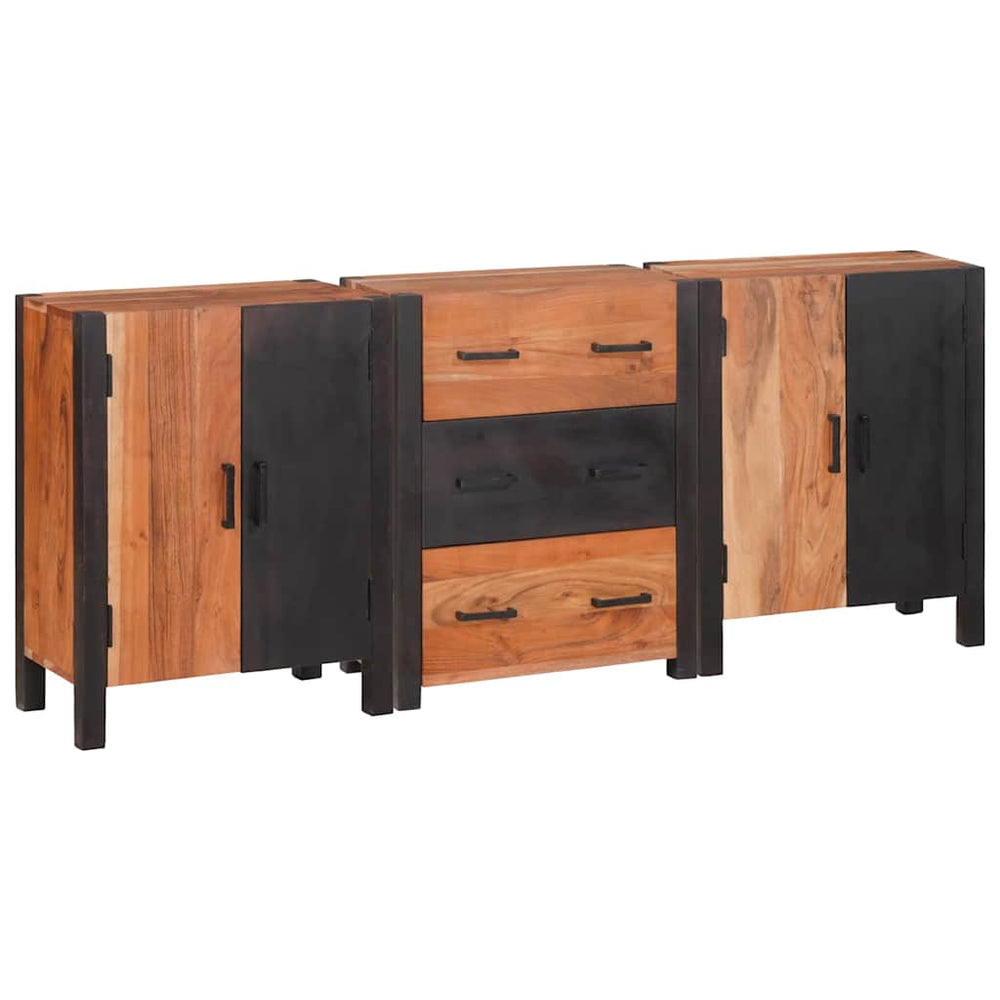 Sideboard Braun 55x30x75cm Massivholz Akazie 3-teilig