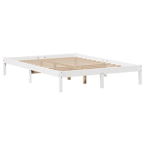 Massivholzbett mit Regal Weiß 120x200 cm