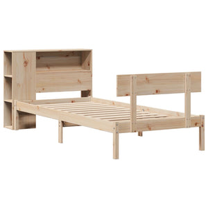 Massivholzbett Kiefer 90x200 cm mit Regal