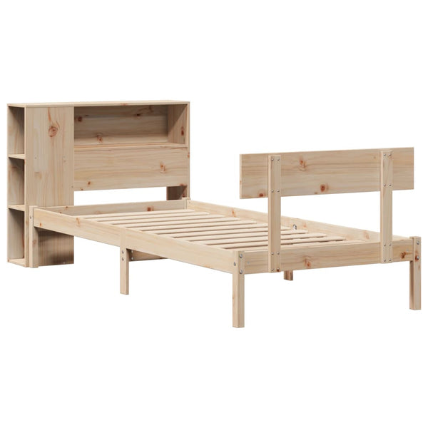 Massivholzbett Kiefer 90x200 cm mit Regal