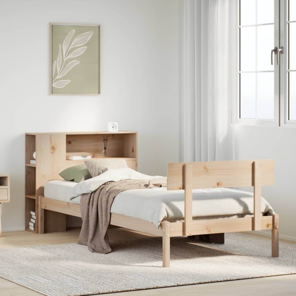 Massivholzbett Kiefer 90x200 cm mit Regal