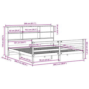 Massivholzbett 200x200 cm Wachsbraun