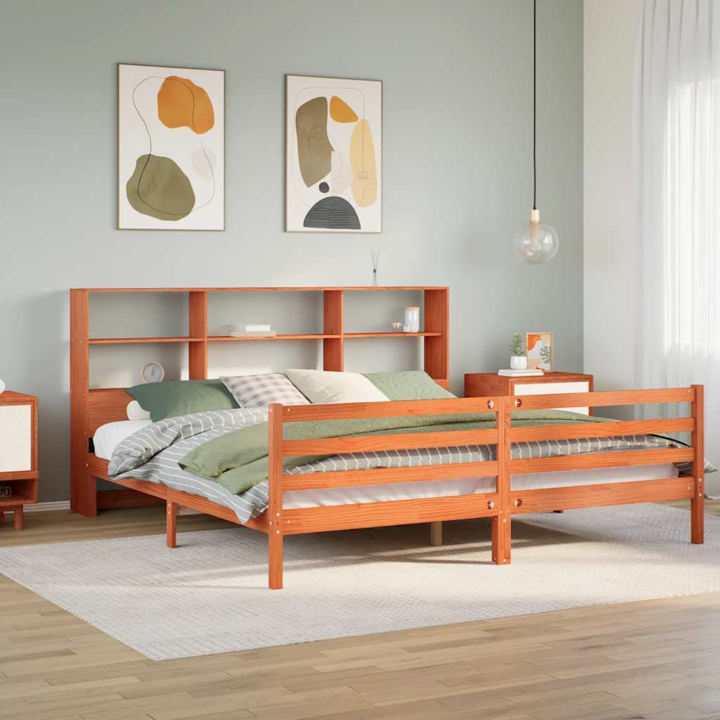 Massivholzbett 200x200 cm Wachsbraun