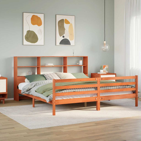 Massivholzbett 200x200 cm Wachsbraun