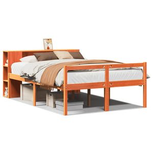 Massivholzbett 135x190 cm Wachsbraun