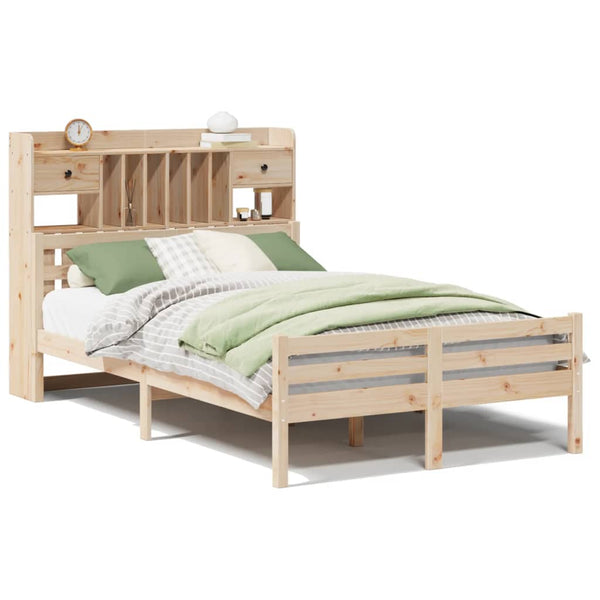 Massivholzbett Kiefer 135x190 cm mit Regal