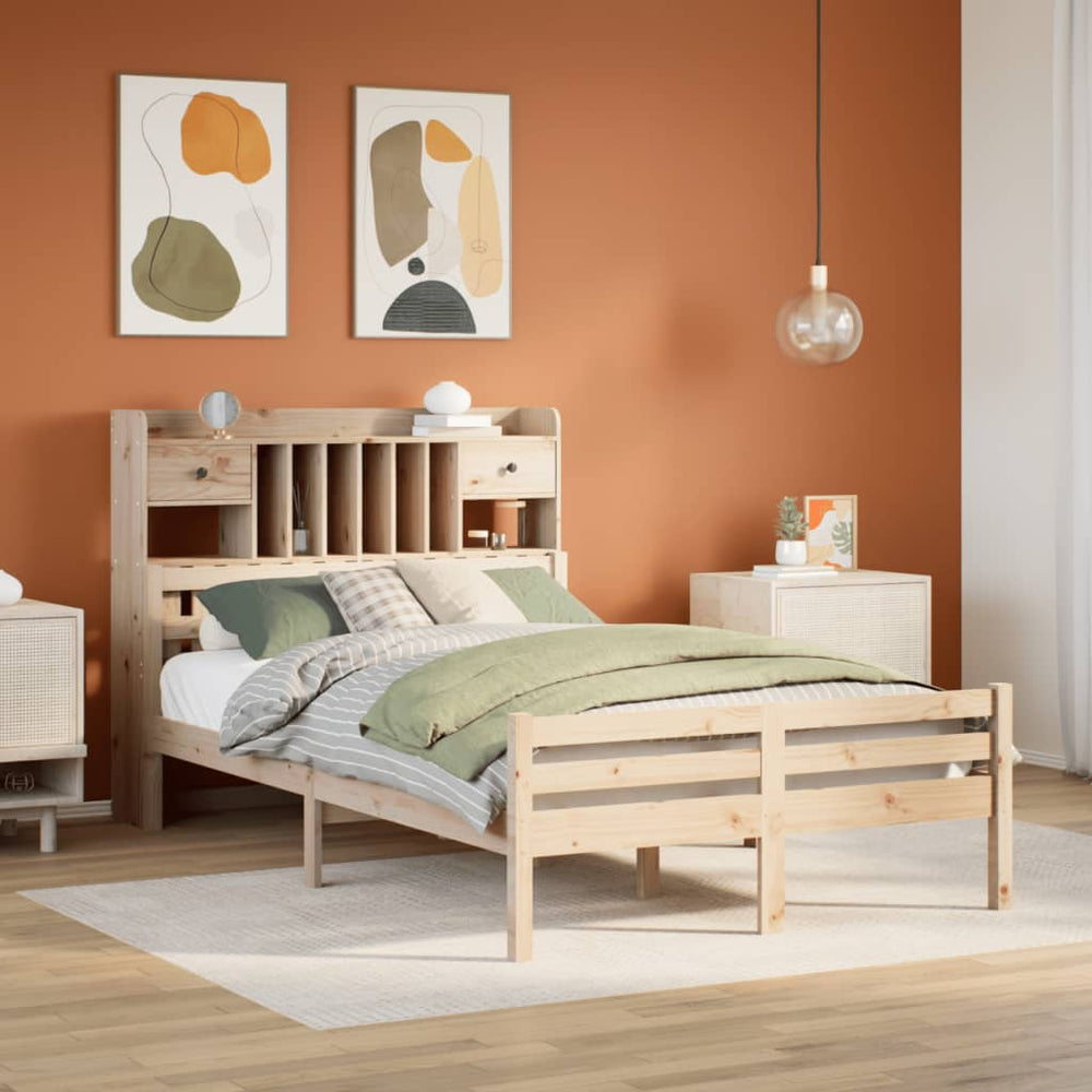 Massivholzbett Kiefer 135x190 cm mit Regal