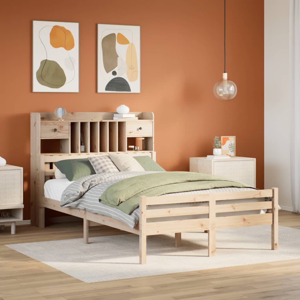 Massivholzbett Kiefer 135x190 cm mit Regal