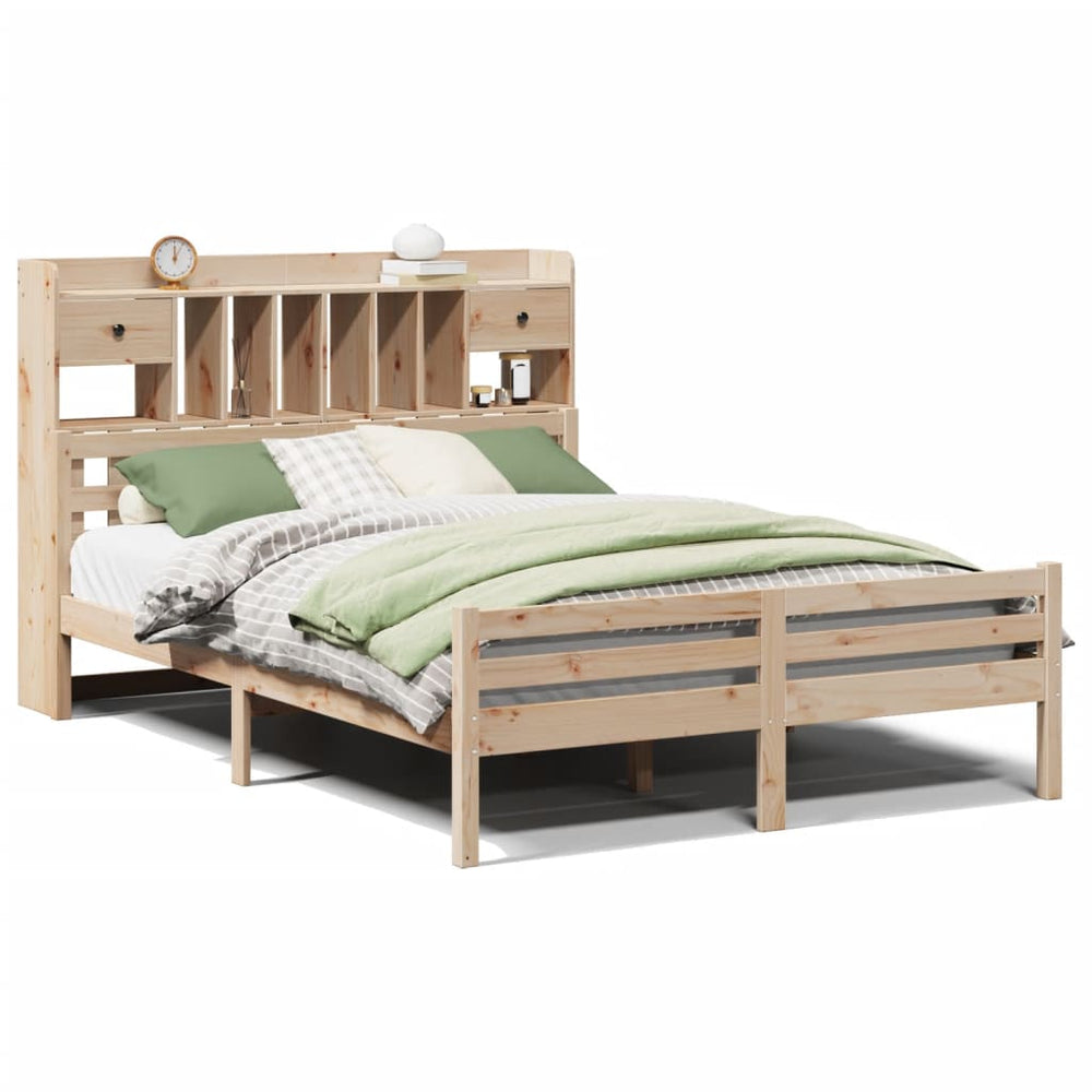 Massivholzbett 140x200 Kiefer mit Regal
