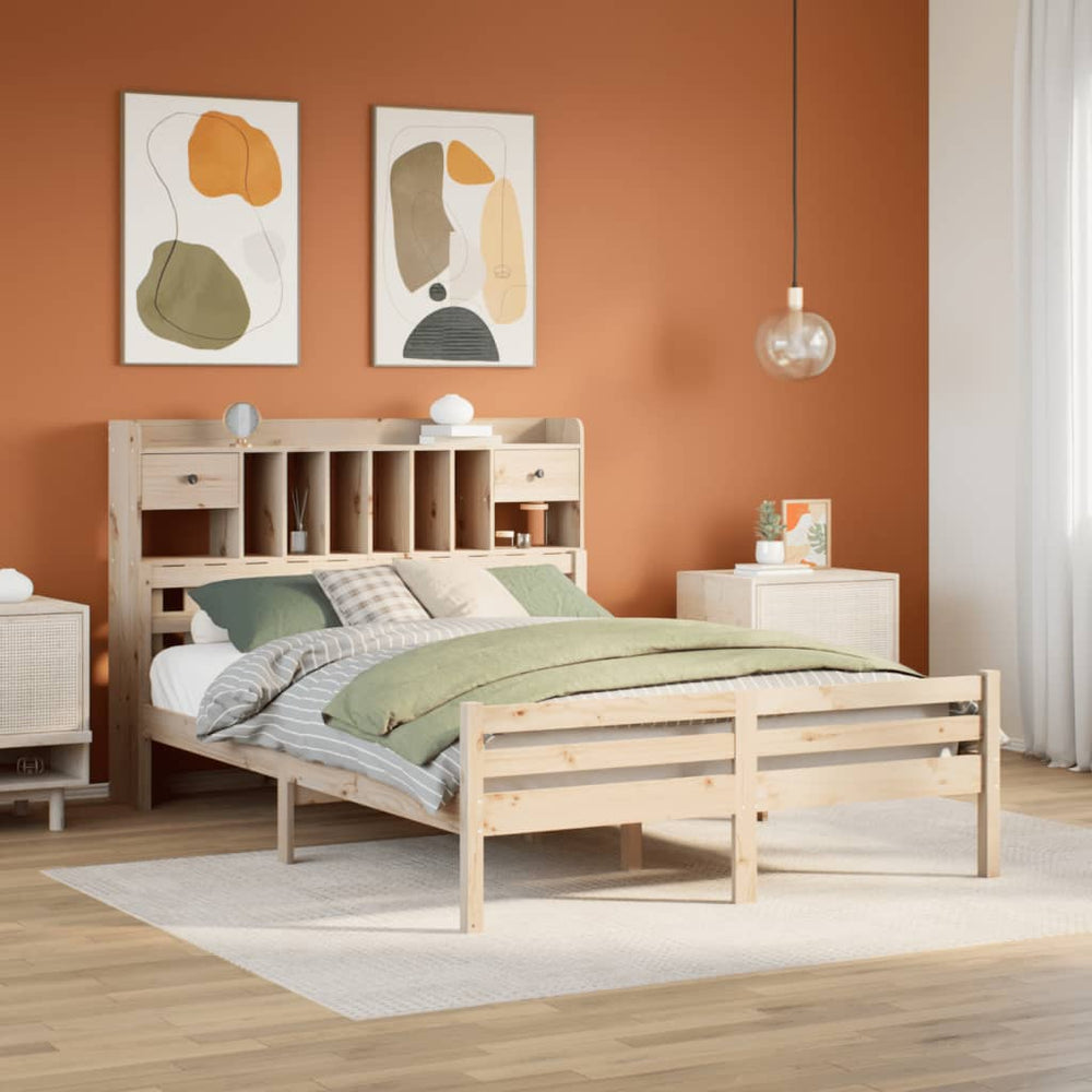 Massivholzbett 140x200 Kiefer mit Regal