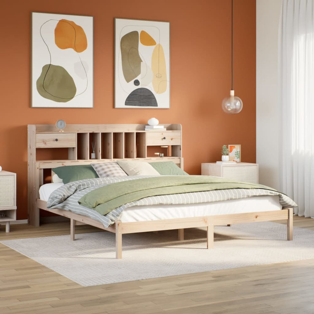 Massivholzbett Kiefer 180x200 mit Regal