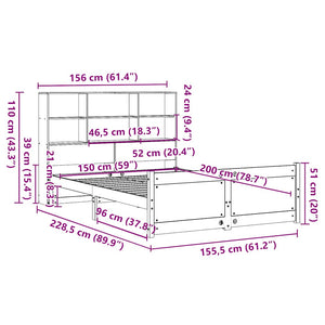 Massivholzbett Kiefer 150x200 cm mit Regal