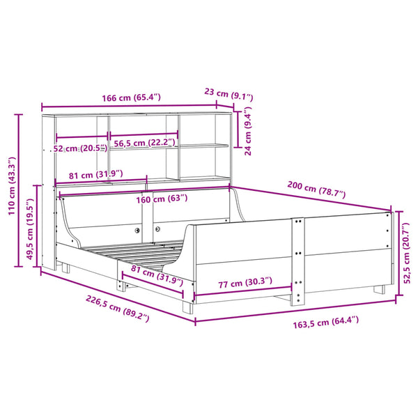 Massivholzbett 160x200 cm mit Regal