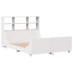 vidaXL Solid Wood Bed with Storage Shelf without Mattress White 160x200 cm